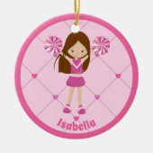 Schattigee Cheerleader Roze Gepersonaliseerde Kers Keramisch Ornament (Voorkant)