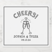 Schattigee Cheers Minimalistische Chic Gepersonali Sparkling Wijnetiket (Enkel label)