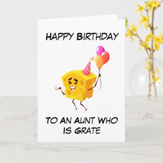 Schattigee Cheese Puns grappige tante verjaardagsk Kaart (Gele Bloem)