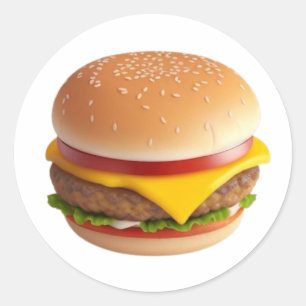 Schattigee Cheeseburger Illustratie Ronde Sticker