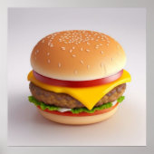Schattigee Cheeseburger tekening Poster (Voorkant)