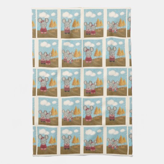 Schattigee Cheesy Mouse Familie Stripverhaal Theedoek (Verticaal)