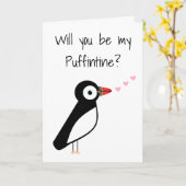 Schattigee cheesy Puffintine Valentijnsdag Kaart (Gele Bloem)