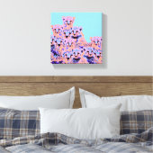Schattigee Cheetah Family Pink & Peach Wild Art Canvas Afdruk (Insitu (Slaapkamer))