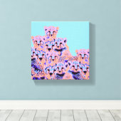 Schattigee Cheetah Family Pink & Peach Wild Art Canvas Afdruk (Insitu (Houten vloer))