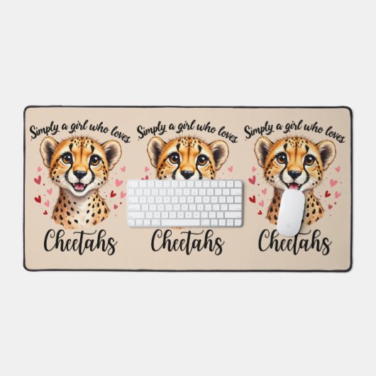 Schattigee Cheetah Lover Wildlife Art met Hartacce Bureaumat (Keyboard & Muis)