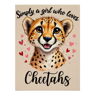 Schattigee Cheetah Lover Wildlife Art met Hartacce Perfect Poster