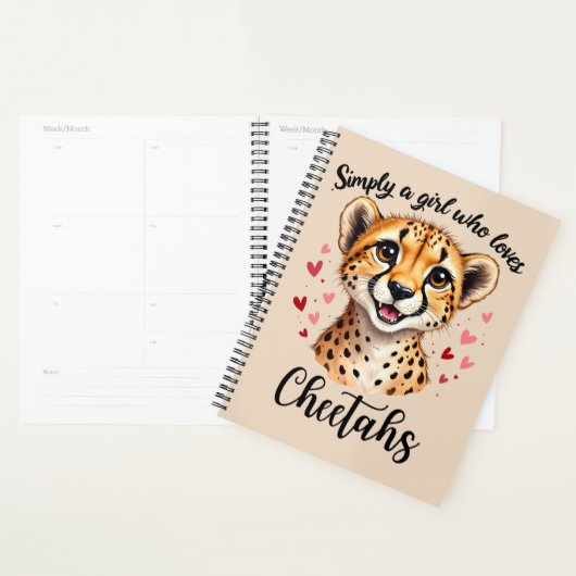 Schattigee Cheetah Lover Wildlife Art met Hartacce Planner (Display)