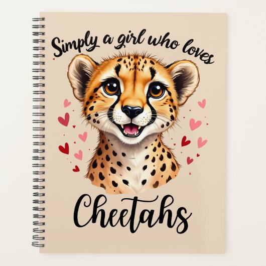 Schattigee Cheetah Lover Wildlife Art met Hartacce Planner (Voorkant)