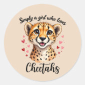 Schattigee Cheetah Lover Wildlife Art met Hartacce Ronde Sticker (Voorkant)