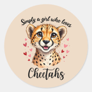 Schattigee Cheetah Lover Wildlife Art met Hartacce Ronde Sticker