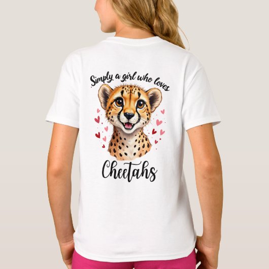 Schattigee Cheetah Lover Wildlife Art met Hartacce T-shirt (Achterkant)