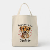 Schattigee Cheetah Lover Wildlife Art met Hartacce Tote Bag (Achterkant)