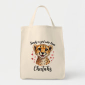 Schattigee Cheetah Lover Wildlife Art met Hartacce Tote Bag (Voorkant)