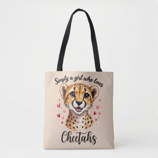 Schattigee Cheetah Lover Wildlife Art met Hartacce Tote Bag (Voorkant)