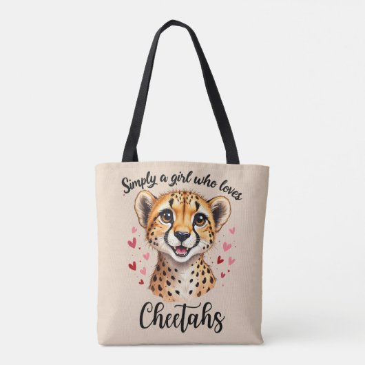 Schattigee Cheetah Lover Wildlife Art met Hartacce Tote Bag (Achterkant)