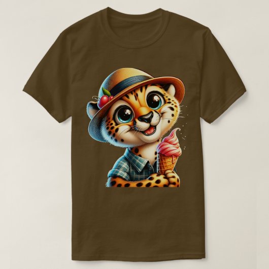 Schattigee cheetah luipaard ijsje zomervibes 1 t-shirt (Design voorkant)