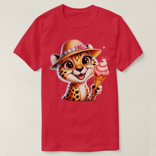 Schattigee cheetah luipaard ijsje zomervibes 2 t-shirt (Design voorkant)