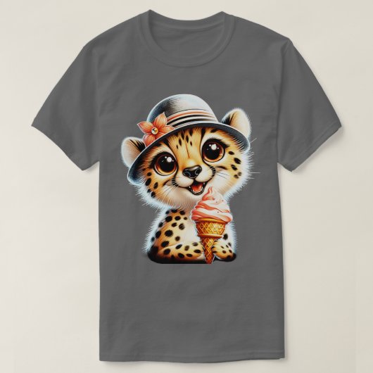 Schattigee cheetah luipaard ijsje zomervibes 4 t-shirt (Design voorkant)