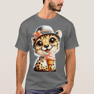 Schattigee cheetah luipaard ijsje zomervibes 4 t-shirt