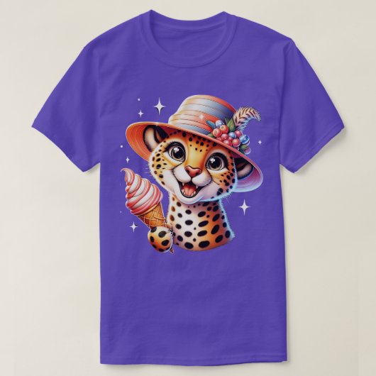 Schattigee cheetah luipaard ijsje zomervibes t-shirt (Design voorkant)
