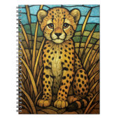 Schattigee cheetah welp, glas-in-lood digitale kun notitieboek (Voorkant)