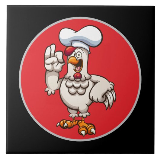 Schattigee chef haan decor tegeltje (Voorkant)