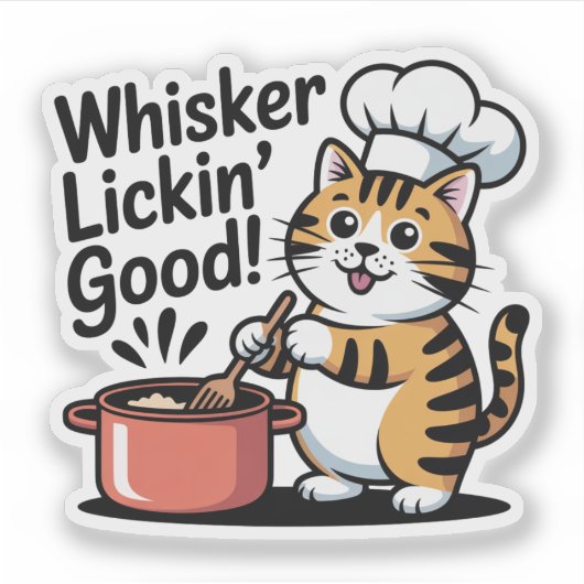 Schattigee Chef Kat Koken Foodie Decal Vinyl Stick Sticker (Voorkant)