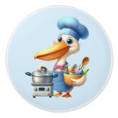 Schattigee chef keuken vogel pelikaan keramische knop (Voorkant)