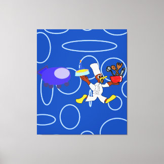 Schattigee chef-kok Ducky Kazoo Blue Circles Canvas Afdruk