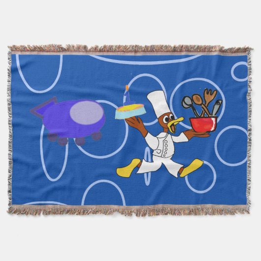 Schattigee chef-kok Ducky Kazoo Blue Circles Deken (Voorkant)