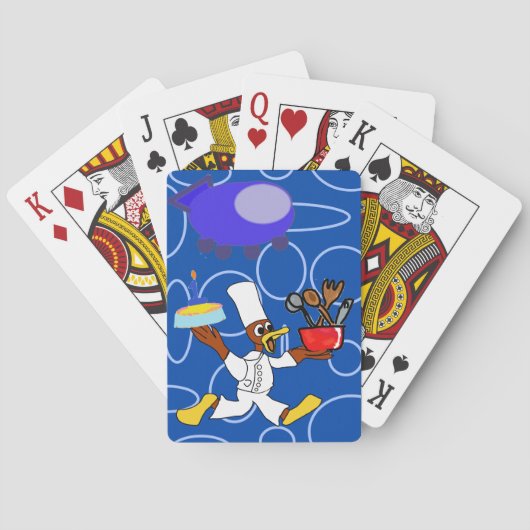 Schattigee chef-kok Ducky Kazoo Blue Circles Pokerkaarten (Achterkant)
