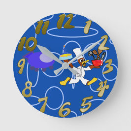 Schattigee chef-kok Ducky Kazoo Blue Circles Ronde Klok