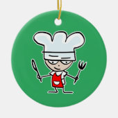 Schattigee chef-kok kok cartoon aangepaste kerstfo keramisch ornament (Voorkant)