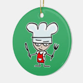 Schattigee chef-kok kok cartoon aangepaste kerstfo keramisch ornament (Links)
