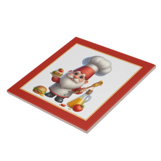 Schattigee chef kok liefhebbers keuken kabouter tegeltje (Zijkant)
