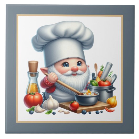 Schattigee chef-kok liefhebbers keuken tegeltje (Voorkant)