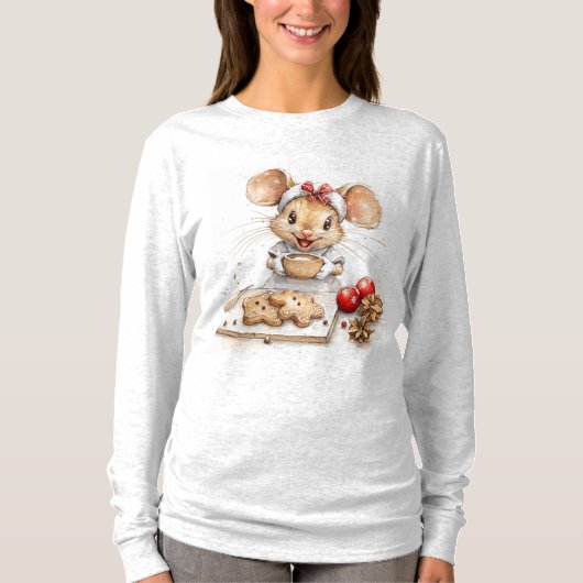 Schattigee chef-kok van de kerstmuis t-shirt (Voorkant)