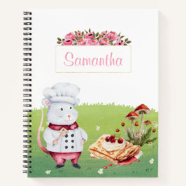 Schattigee chef-kok waterverf Bloemen gepersonalis Notitieboek