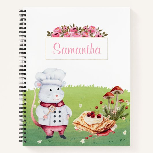 Schattigee chef-kok waterverf Bloemen gepersonalis Notitieboek (Voorkant)