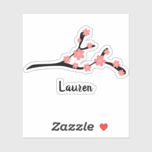Schattigee Cherry Blossom Branch Drawing Custom Na Sticker