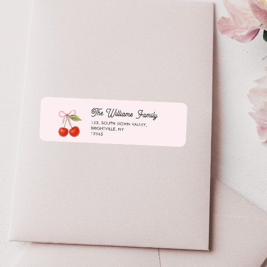 Schattigee Cherry Bow Coquette retouradres Etiket