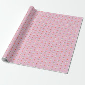 Schattigee Cherry & Bow Print Wrapping Paper Roll Cadeaupapier (Uitgerold)
