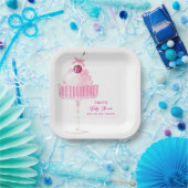 Schattigee Cherry Champagne Brunch Bubbly Baby sho Papieren Bordje (Feest)