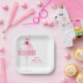 Schattigee Cherry Champagne Brunch Bubbly Baby sho Papieren Bordje (Feest)