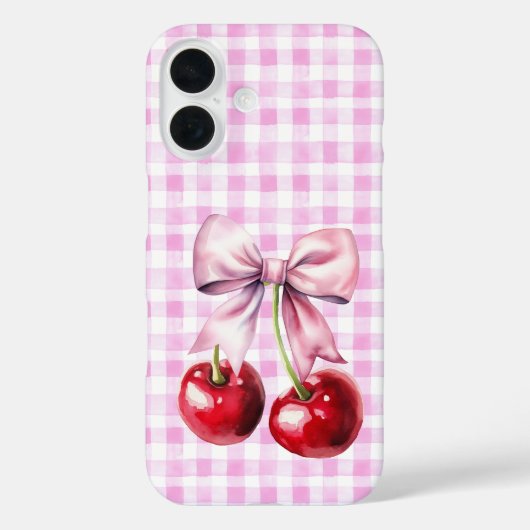Schattigee Cherry Coquette Bow Pink Gingham Case-Mate iPhone Case (Achterkant)