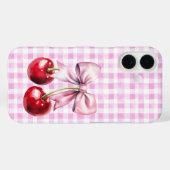 Schattigee Cherry Coquette Bow Pink Gingham Case-Mate iPhone Case (Achterkant (horizontaal))