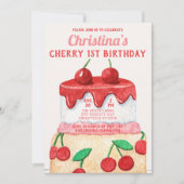 Schattigee Cherry First Sweet One Verjaardag Kaart (Voorkant)