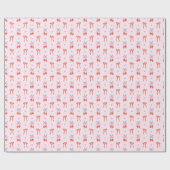 Schattigee Cherry Heart & Bow Print Wrapping Paper Cadeaupapier (Vlak)