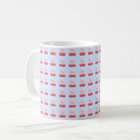 Schattigee Cherry Pattern Coffee Mok | Retro fruit (Voorkant links)